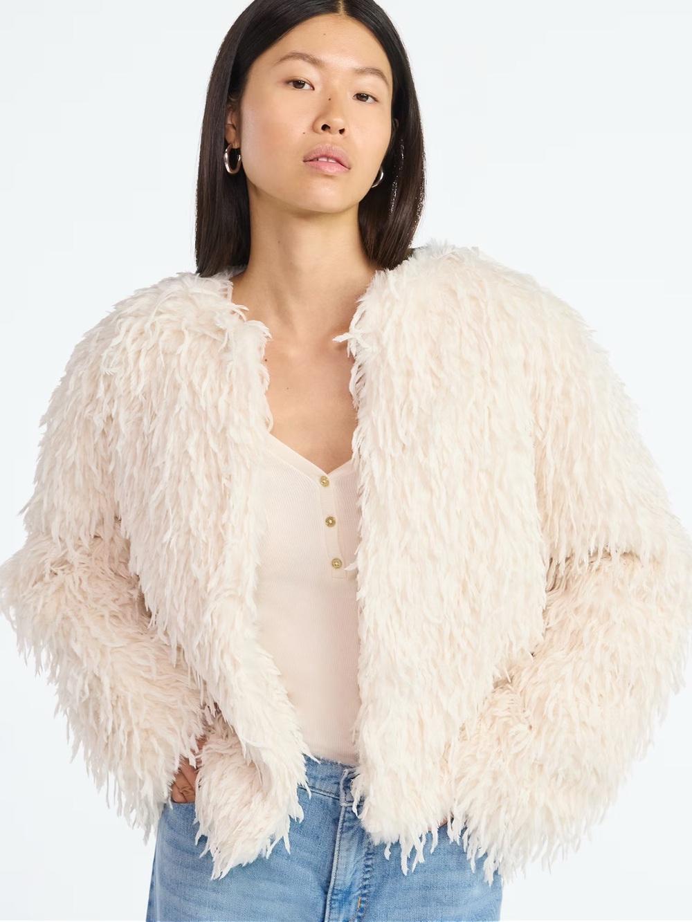 Scoop Women's and Women's Plus Whispy Faux Fur Jacket